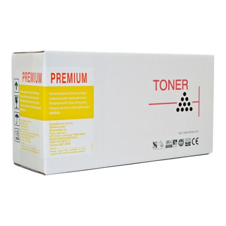 HP Remanufactured Yellow Toner Cartridge for Canon LBP-5000, yields 2,500 pages, perfect for vibrant prints and eco-friendly use.