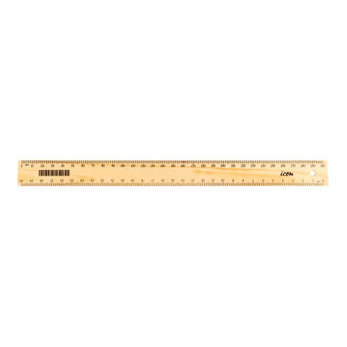 Pack of 25 narrow wooden rulers, 30cm long, with bevelled edges and dual metric measurements for precision.