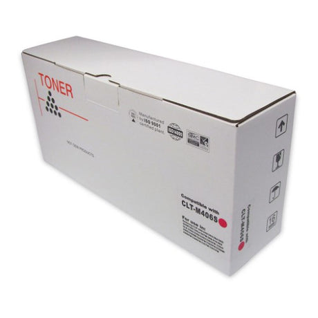 Icon Compatible Samsung CLT-M406S Magenta Toner Cartridge for vibrant prints, 1000-page yield, and easy replacement.