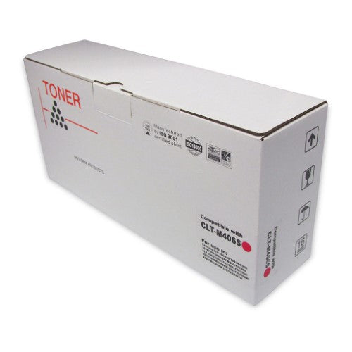 Icon Compatible Samsung CLT-M406S Magenta Toner Cartridge for vibrant prints, 1000-page yield, and easy replacement.