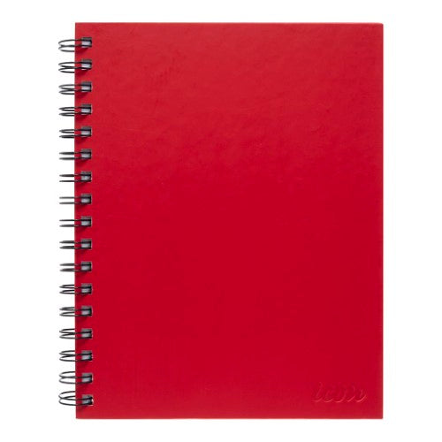 Pack of 3 red A5 spiral notebooks with hard covers, 200 perforated pages, 7mm ruled lines, and sturdy design.