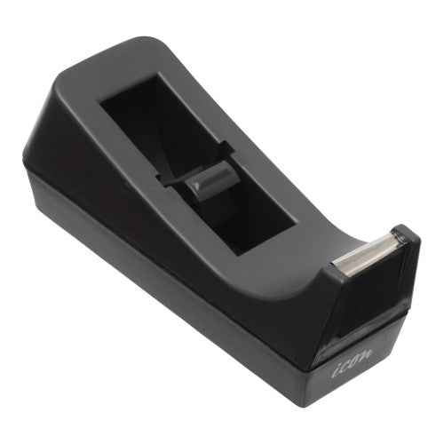 Heavy-duty tape dispenser with weighted non-slip base, designed for one-handed use and supports 33m rolls up to 24mm wide.