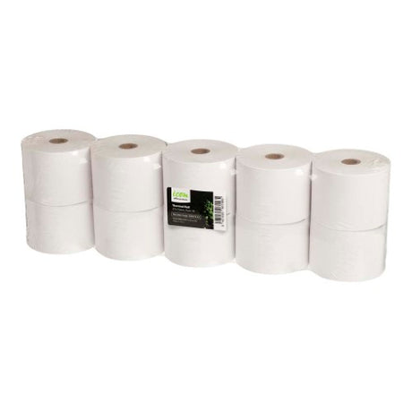 Pack of 10 Icon Thermal Rolls, 57mm x 75mm, ensuring clear prints for EFTPOS and cash registers.