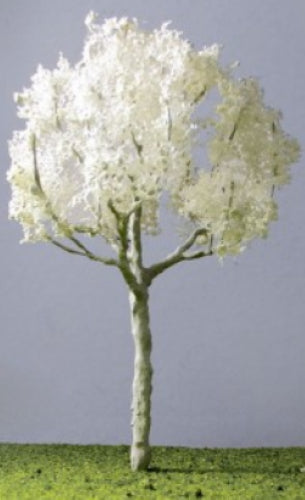 Set of two 4-inch White Round Head Trees for model scenery, featuring realistic round foliage for dioramas and layouts.