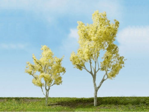 Set of two 4-inch Basswood Mt Gum Trees, perfect for enhancing model landscapes and dioramas with realistic greenery.
