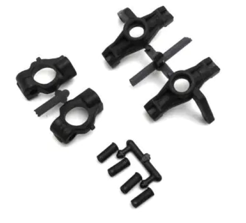 Kyosho SB Knuckle & Hub Set enhancing RC vehicle performance with precision steering and durable materials for rugged terrain use.
