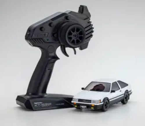 Radio control MA-020 AE86 Corolla/Levin in white, designed for drifting with AWD and customizable gyro settings.