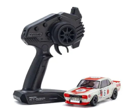 Red MA-020 GT-R R/C car with drift tires, AWD chassis, and adjustable gyro for optimized control and performance.