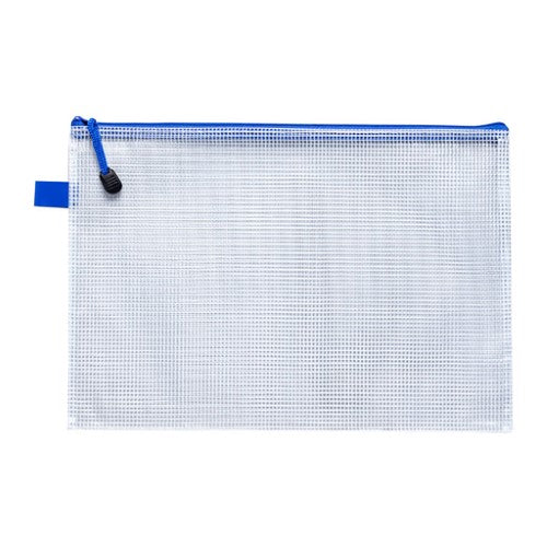 Set of 12 A4 PVC mesh zipper bags, 345x240mm, water-resistant, durable design for organizing documents and stationery.