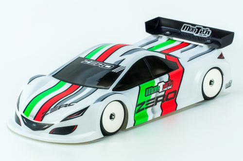 190mm TC: Zero RC body shell with aerodynamic design for enhanced performance and durability in touring car racing.