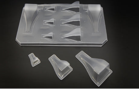 Set of 8 assorted NACA ducts for RC vehicles, enhancing airflow and cooling for improved performance and aesthetics.
