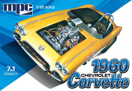 1/25 '60 Chevy Corvette 7in1 plastic model kit with versatile styles and intricate details for car enthusiasts.