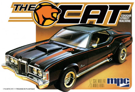 Detailed 1/25 scale model of the iconic '73 Mercury Cougar TheCat, perfect for enthusiasts and collectors.