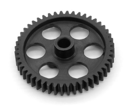 High-density 48T steel spur gear for RC vehicles, engineered for durability and optimal power transfer in extreme conditions.