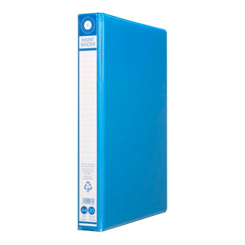 Blue OSC A4 Insert Binder with 2 D-rings, 25mm capacity, made from recycled materials, ideal for organizing documents.