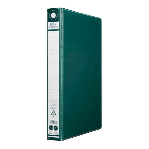 Green OSC Insert Binder A4 with 2 D-rings, holds 200 sheets, made from recycled materials, ideal for eco-friendly organization.