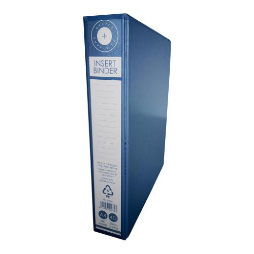A4 4D binder in vibrant blue, holds 250 sheets, eco-friendly design with clear pockets for organized document storage.