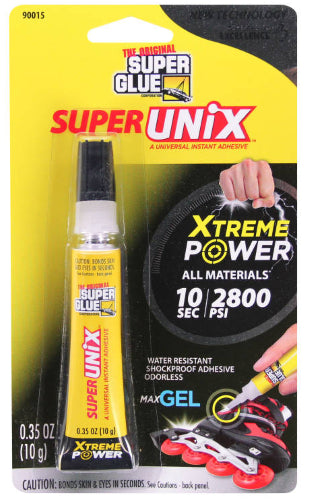 Super Unix Adhesive 10g, a universal instant glue, offers extreme strength and versatility for various materials without residue.
