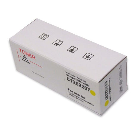 Icon Compatible Fuji Xerox CT202267 Yellow Toner Cartridge for high-quality prints, yielding up to 1,400 pages.