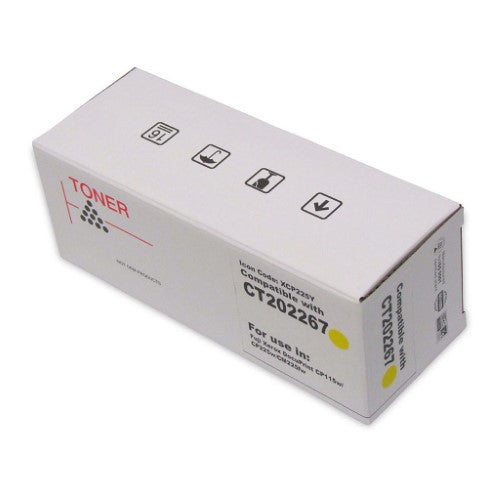 Icon Compatible Fuji Xerox CT202267 Yellow Toner Cartridge for high-quality prints, yielding up to 1,400 pages.