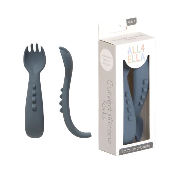 Comfy Grip Silicone Forks 2pk - Slate Blue - All4Ella