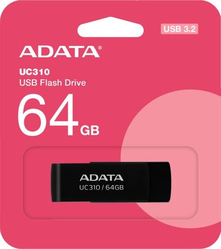ADATA UC310 Swivel USB3.2 64GB Black Flash Drive