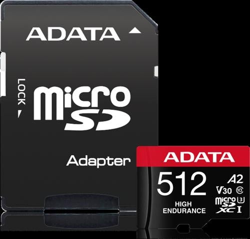 ADATA High Endurance microSDXC UHS-I U3 A2 V30 Card with Adapter 512GB