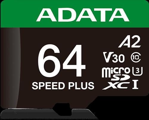 ADATA Speed Plus microSDXC UHS-I U3 A2 V30 Card with Adapter 64GB