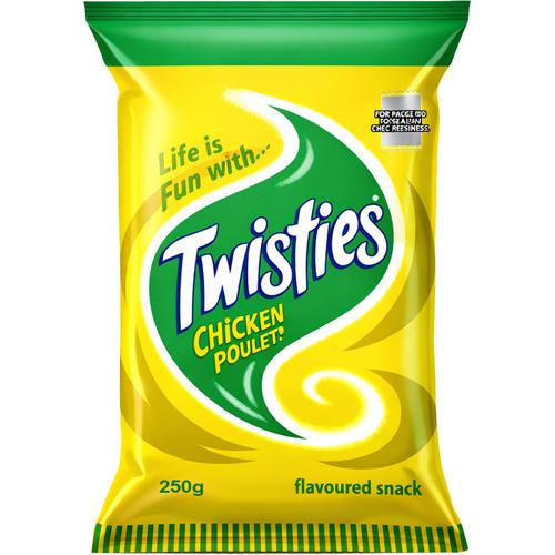 Chicken Flavour Corn Snacks 250g Twisties Pack of 16