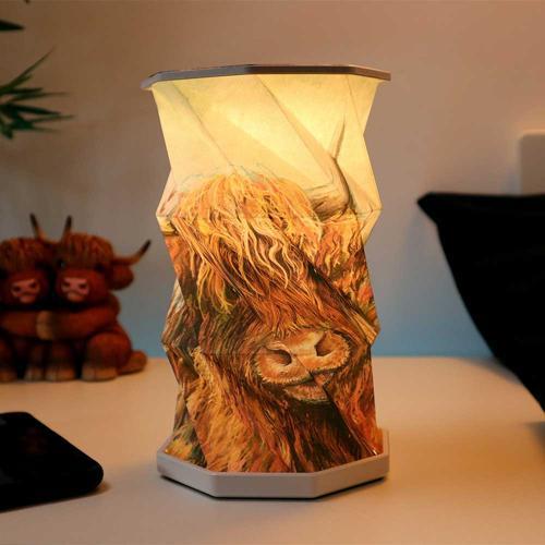 Highland Cow Foldable USB Rechargeable Lamp 21cm - Nemesis Now