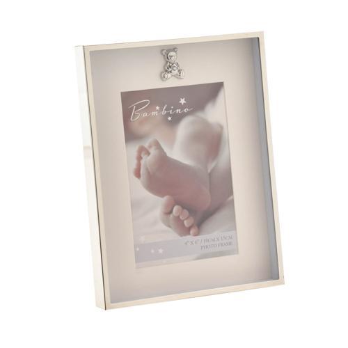 Baby Photo Frame 4x6in - Bambino Silver Border Teddy
