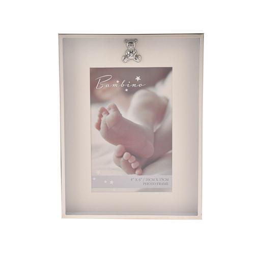 Baby Photo Frame 4x6in - Bambino Silver Border Teddy