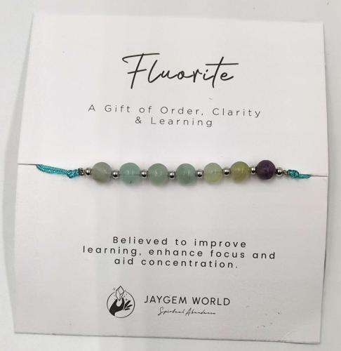 Fluorite Gemstone Bead Bracelet - Pack of 6