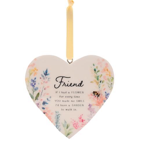 The Cottage Garden Floral Hanging Heart - Friend - Pack of 6