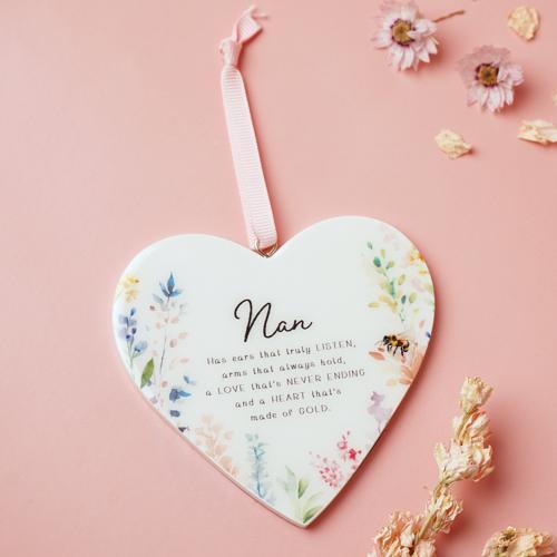The Cottage Garden Floral Hanging Heart - Nan - Pack of 6