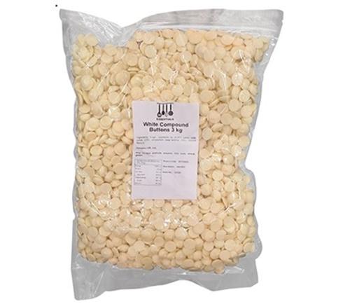 CHOCOLATE BUTTON WHITE COMPOUND 3KG - Essentials