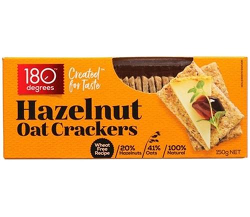 CRACKERS HAZELNUT OAT WHEAT FREE150GM - 180 Degrees