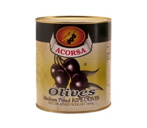 OLIVES WHOLE BLACK PITTED A10 - Acorsa