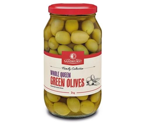 OLIVES QUEEN GREEN PITTED 2KG - Sandhurst