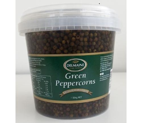 PEPPERCORNS GREEN IN BRINE 1.55KG - Delmaine