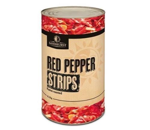 PEPPERS STRIPS/SLICED RED 4.2KG - Sandhurst