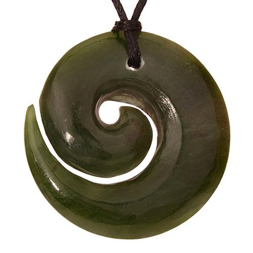Nephrite Jade Koru Pendant Necklace 43mm