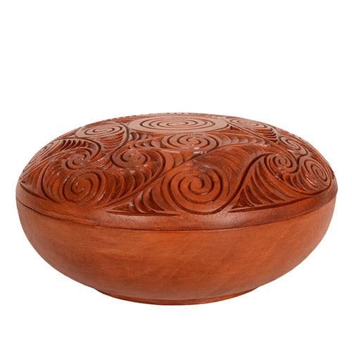 Carved Wooden Decorative Bowl with Carved Top 200mm