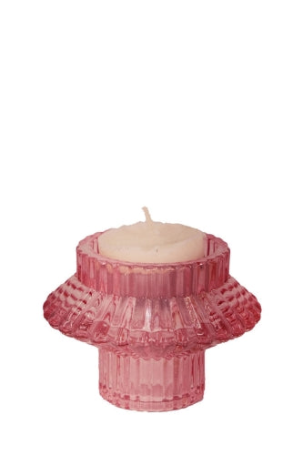 Ribbed Glass Candle Holder - Dusty Rose - Size 70D × 60mmH
(Set of 6)