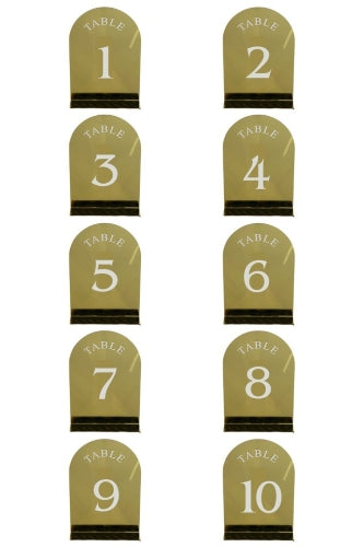 Acrylic Table Number Set 1-10 - Gold