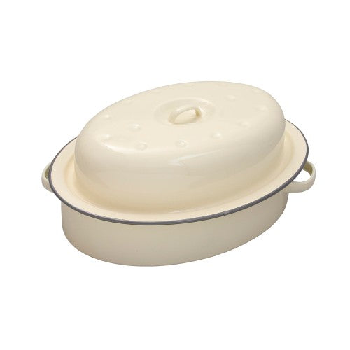 Falcon Roaster Oval Enamelware Cream