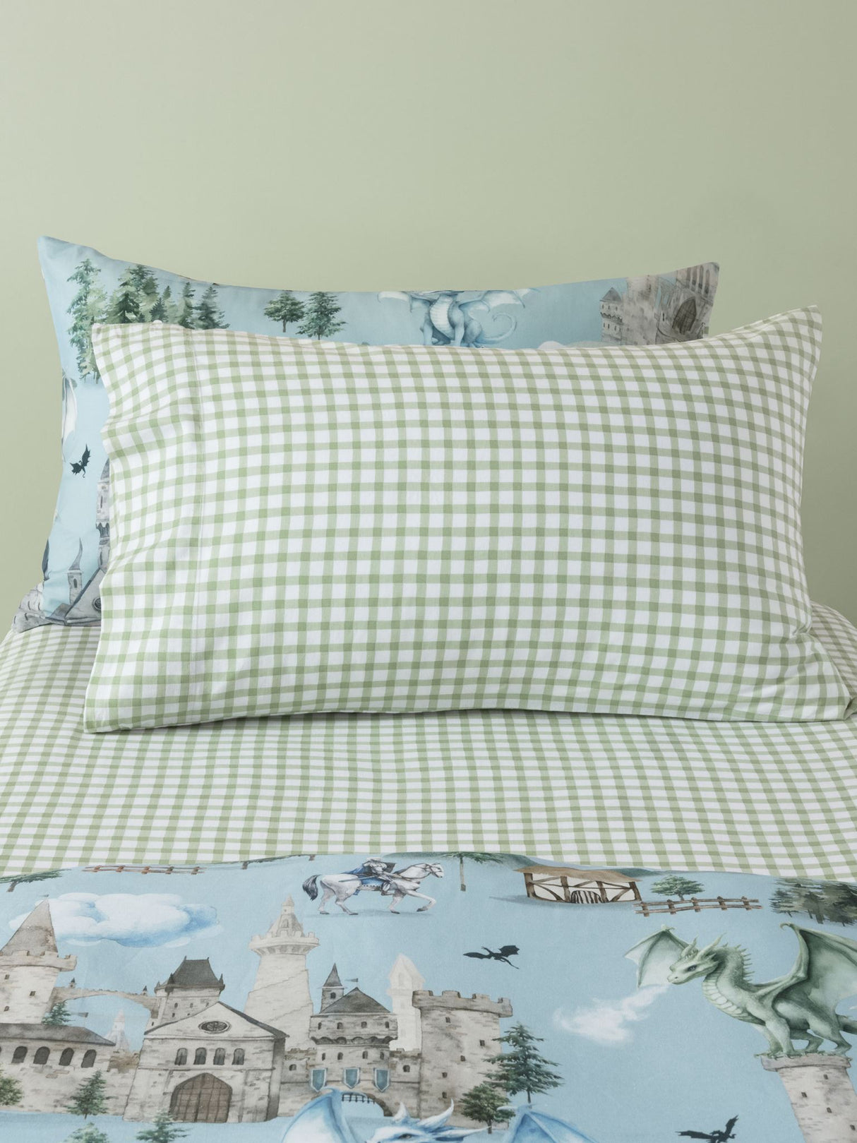 Double - Charlie Fitted Sheet Set by Squiggles - Sage