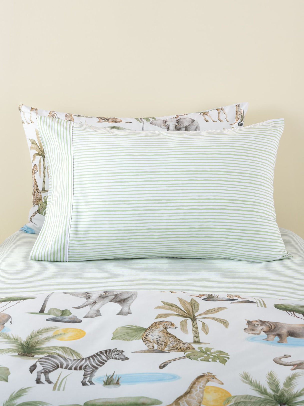 Scribble Stripe Fitted Sheet Set by Squiggles - Double - Green