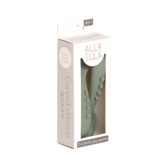 Comfy Grip Silicone Spoons 2pk - Olive - All4Ella