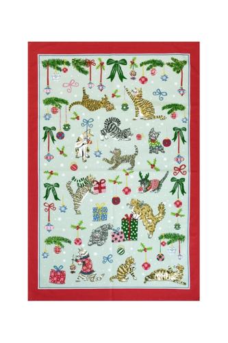 Christmas Cats Festive Cotton Tea Towel 48 x 74cm – Ulster Weavers